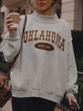 Oklahoma Western Established Date Gray Mock Neck Reversible Sweatshirt