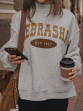 Nebraska Western Established Date Gray Mock Neck Reversible Sweatshirt