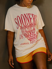 OU Sooners Big Basketball Off White Thrifted Tee