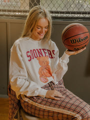 OU Sooners Basketball Bear White Sweatshirt