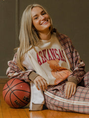 Arkansas Razorbacks Basketball Bear Off White Thrifted Tee