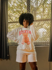 Nebraska Huskers Basketball Bear White Sweatshirt