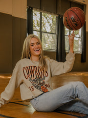 OSU Cowboys Big Basketball Sand Thrifted Sweatshirt