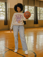 LSU Tigers Big Basketball Sand Thrifted Sweatshirt