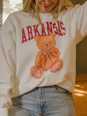 Arkansas Razorbacks Basketball Bear White Sweatshirt