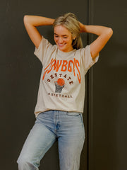 Cowboys Basketball Athletics Off White Thrifted Tee