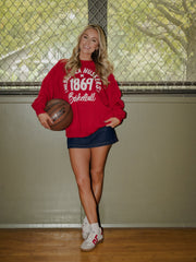 Nebraska Huskers Trademark Basketball Red Chrome Hi Dive Sweatshirt