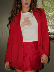 Basketball Bear Off White Micro Cropped LS Tee