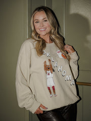 OU Sooners Retro Basketball Sand Thrifted Sweatshirt