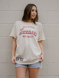 OU Sooners Softball Stencil Off White Thrifted Tee