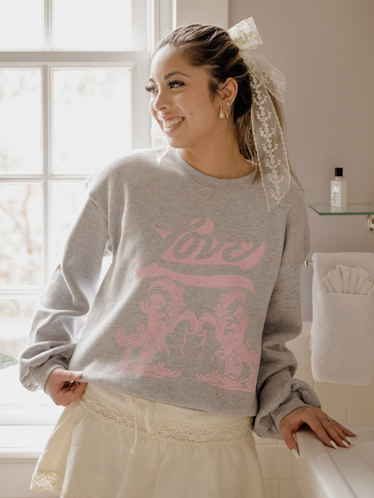 Love Cherub Gray Fleece Raglan Sweatshirt