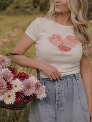 Dolly Parton Pond Off White Micro Cropped Tee