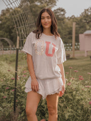 OU Sooners Quilted Puff Ink Ash Gray Thrifted Tee