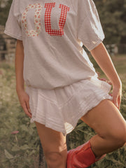 OU Sooners Quilted Puff Ink Ash Gray Thrifted Tee