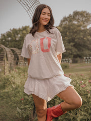 OU Sooners Quilted Puff Ink Ash Gray Thrifted Tee
