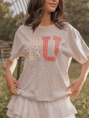 OU Sooners Quilted Puff Ink Ash Gray Thrifted Tee