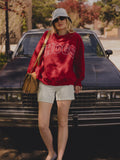 Arkansas Razorbacks Hogs Polka Dot Puff Ink Weekend Red Mock Neck Sweatshirt