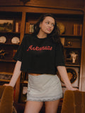 Arkansas Razorbacks Bold Script Washed Black Heavyweight Cropped Tee