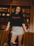 Arkansas Razorbacks Bold Script Washed Black Heavyweight Cropped Tee