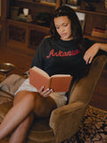 Arkansas Razorbacks Bold Script Washed Black Heavyweight Cropped Tee