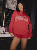 OU Sooners Polka Dot Puff Ink Red Reversible Mock Neck Sweatshirt