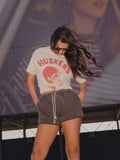Nebraska Huskers Varsity Stamp Off White Thrifted Tee