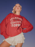 OU Sooners Football Icon Red Oversized Crew Hi-Dive Sweatshirt