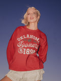 OU Sooners Football Icon Red Oversized Crew Hi-Dive Sweatshirt
