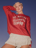 OU Sooners Football Icon Red Oversized Crew Hi-Dive Sweatshirt