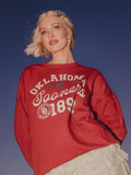 OU Sooners Football Icon Red Oversized Crew Hi-Dive Sweatshirt