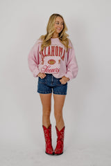 OU Sooners Wave Arch Pink Thrifted Sweatshirt