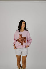 Willie Nelson UT Hook 'Em Horns Hand Sign Pink Thrifted Sweatshirt