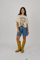 Willie Nelson Roll Me Up & Hook Em Off White Thrifted Tee