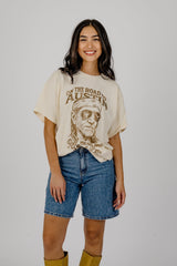 Willie Nelson Roll Me Up & Hook Em Off White Thrifted Tee
