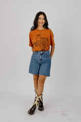 Willie Nelson UT Hook 'Em Horns Hand Sign Orange Thrifted Tee