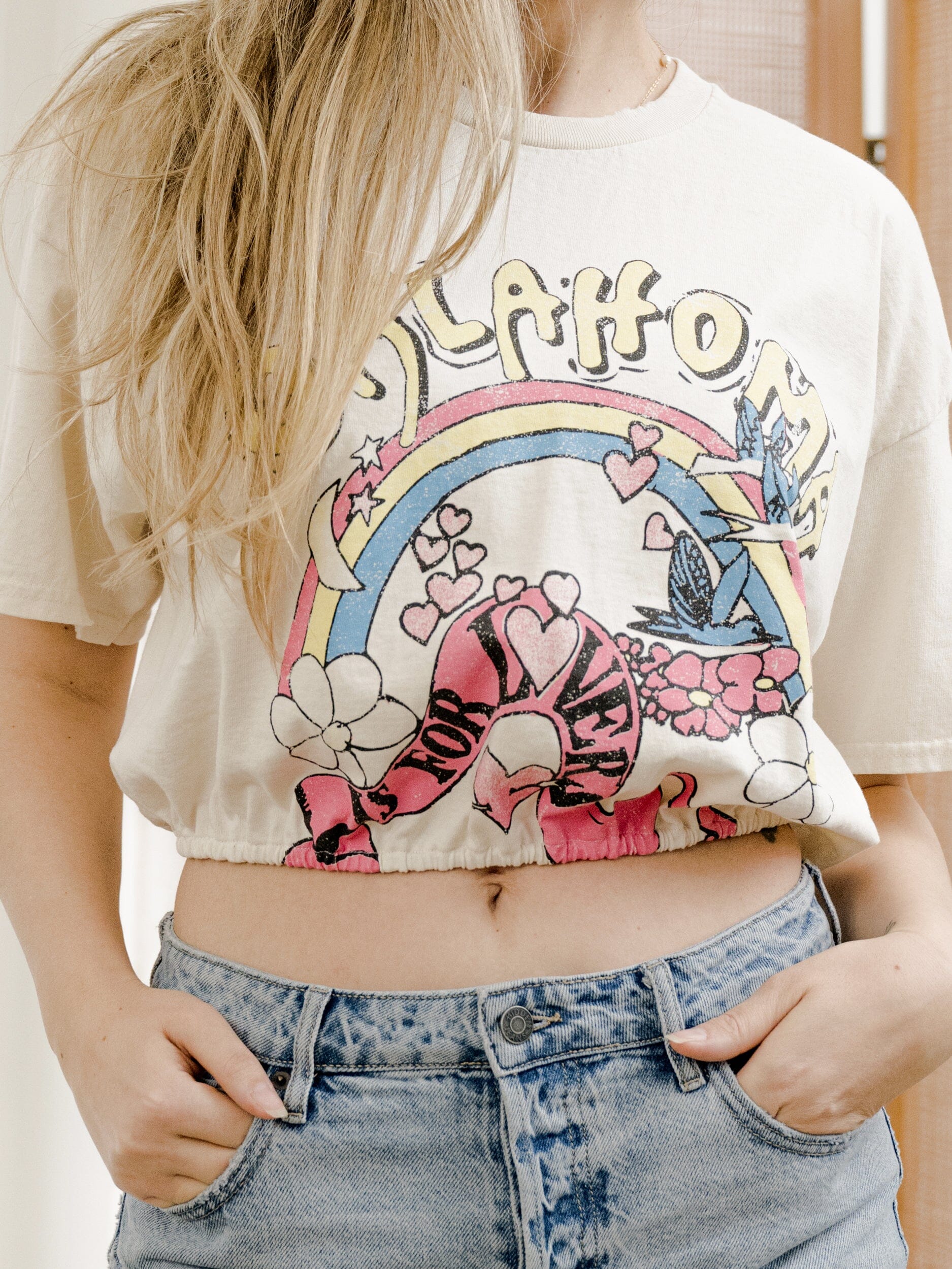 NW Oklahoma Lovers Off White Cropped Tee