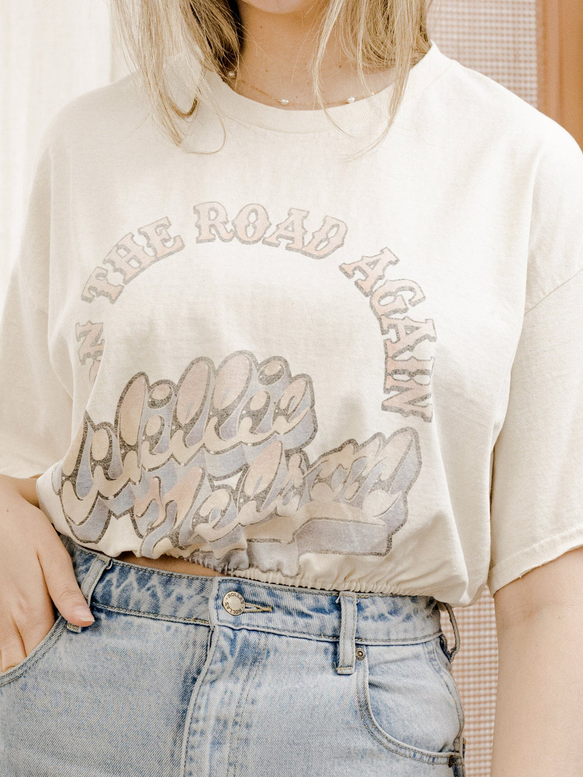 NW Willie Nelson OTR Metal Off White Cropped Tee