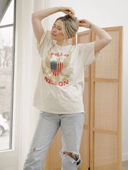 Willie Nelson Eagle Shield Off White Thrifted Tee
