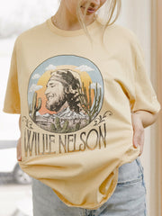 Willie Nelson In The Sky Gold Thrifted Tee