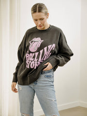 Rolling Stones Dazed Black Hi-Dive Oversized Crew Sweatshirt