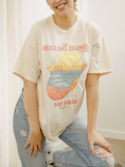 Rolling Stones Zip Code San Diego Off White Thrifted Distressed Tee
