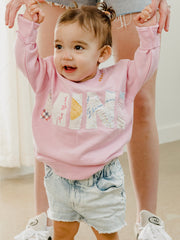 Children's MINI Quilt Applique Pink Sweatshirt