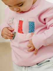 Children's OU Quilt Applique Pink Sweatshirt