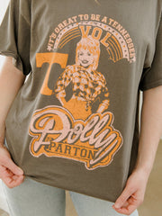 Dolly Parton Great To Be a TN Vol Charcoal Thrifted Distressed Tee