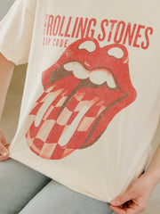Rolling Stones Zip Code Off White Thrifted Distressed Tee
