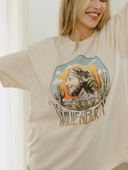 Willie Nelson In The Sky Off White Thrifted Tee