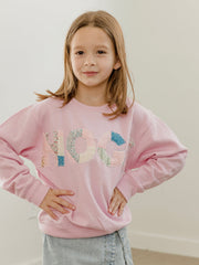 Children's Hogs Quilt Applique Pink Sweatshirt size Youth 7