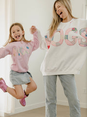 Children's Hogs Quilt Applique Pink Sweatshirt size Youth 7
