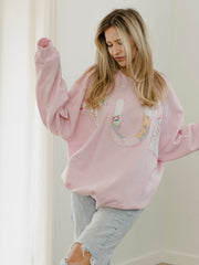 TUL Tulsa Quilted Applique Pink Thrifted Sweatshirt