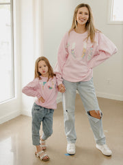 Children's TUL Tulsa Quilt Applique Pink Sweatshirt size Youth 7